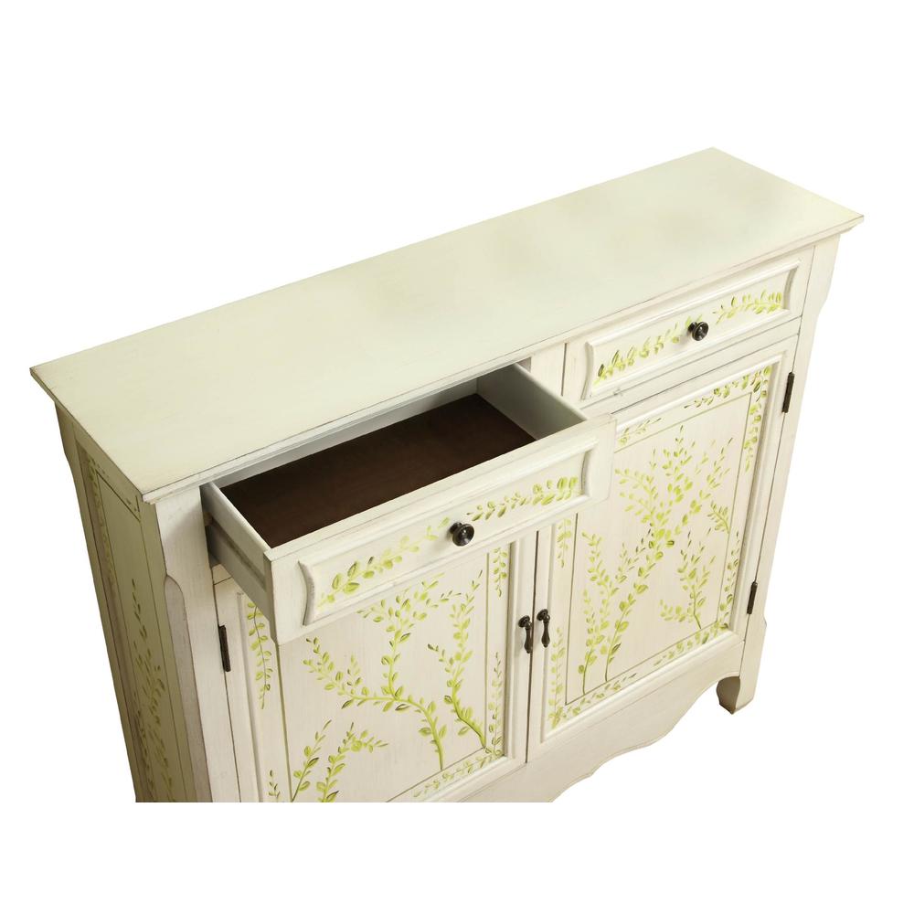 L Powell White Hand Painted 2-Door Console