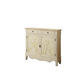 L Powell Powell White Hand Painted 2 Drawer, 2-Door Console,