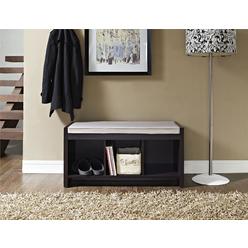 Dorel Home Furnishings Penelope Espresso Entryway Storage Bench with Cushion
