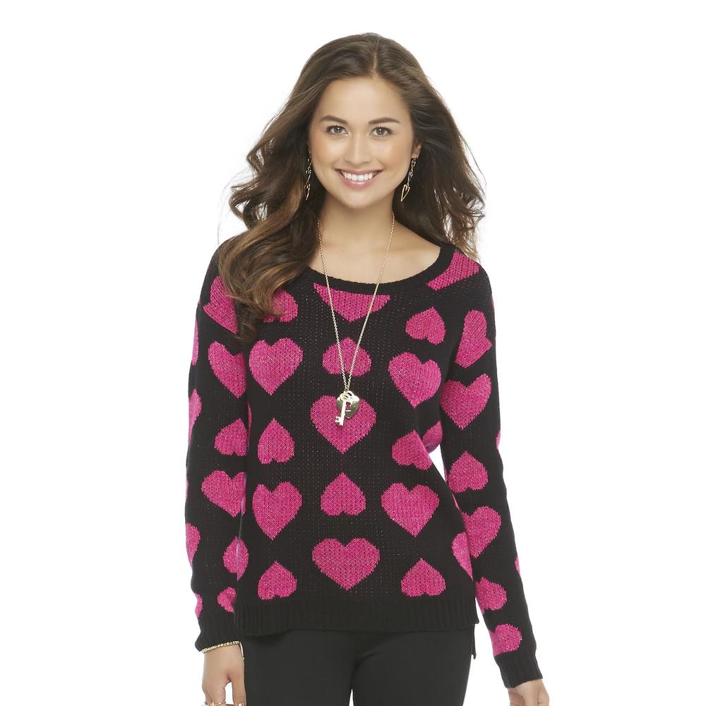 Seventeen Junior's Intarsia Knit Sweater - Heart