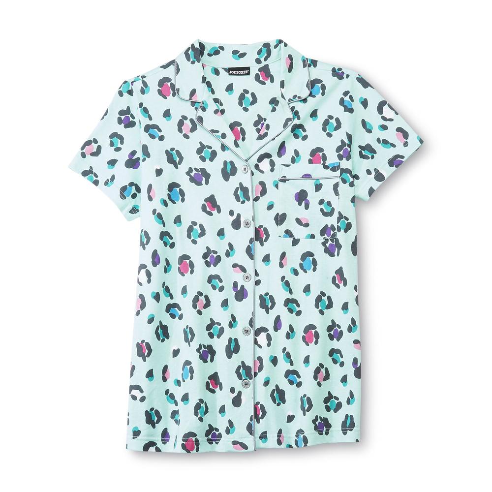 Joe Boxer Women's Short-Sleeve Knit Pajamas - Leopard Print