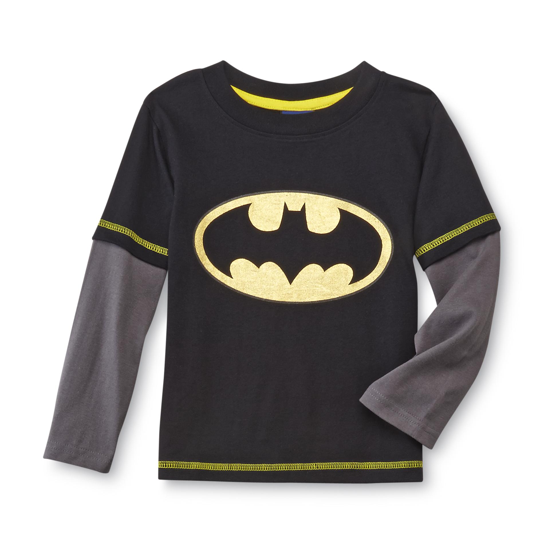 DC Comics Toddler Boy's Layered-Look Graphic Shirt - Batman Logo