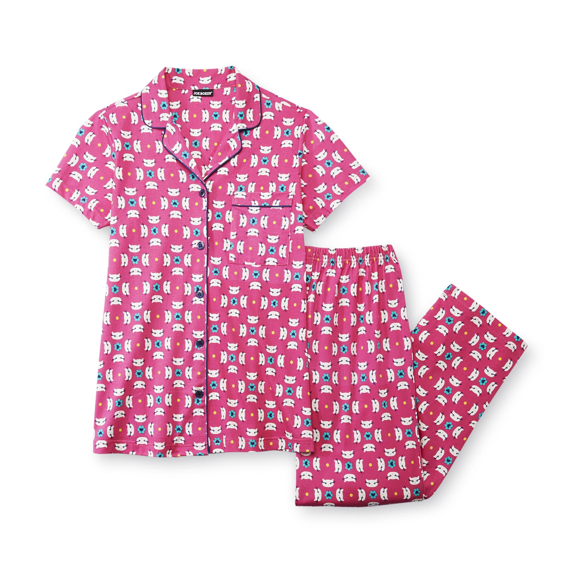 Joe Boxer Women's Short-Sleeve Knit Pajamas - Cats