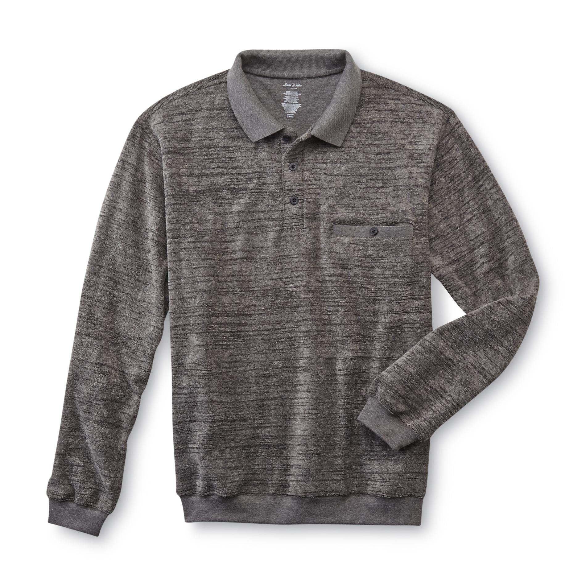 David Taylor Collection Men's Boucle Long-Sleeve Polo Shirt - Space-Dyed