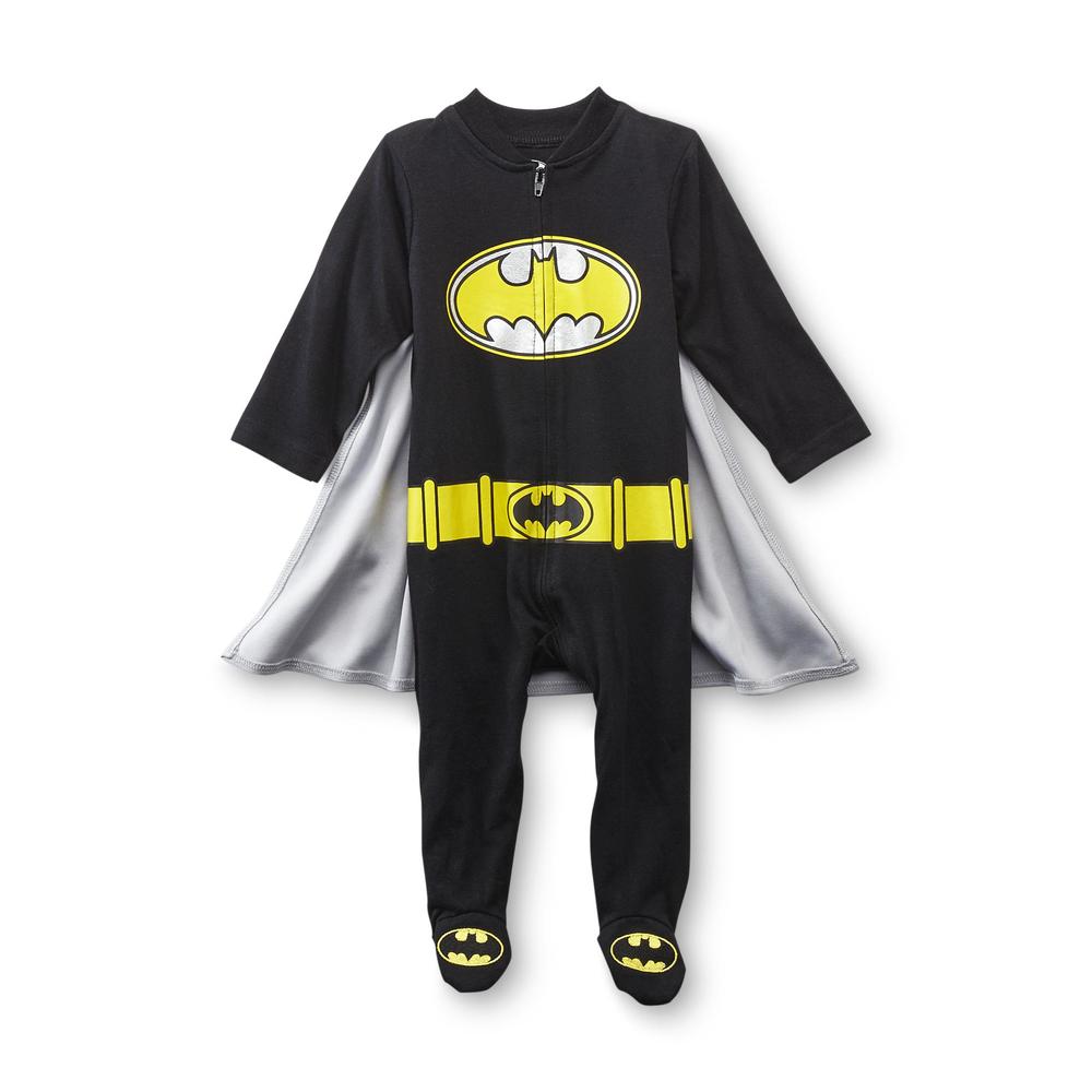 DC Comics Newborn Boy's Caped Footed Pajamas - Dark Knight