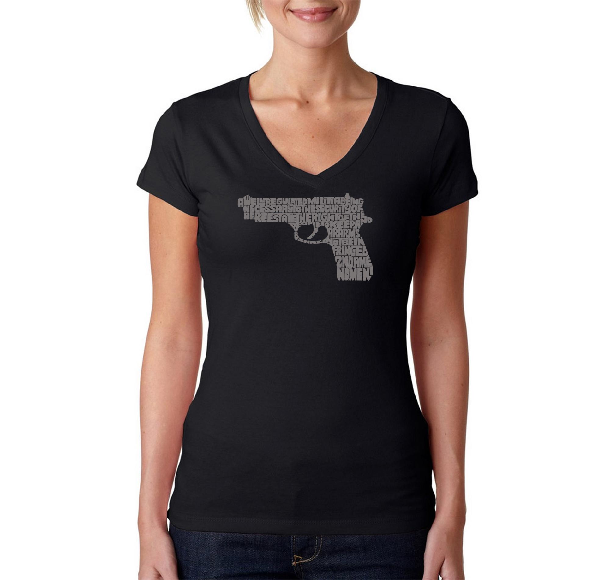 Los Angeles Pop Art Women's Word Art V-Neck T-shirt - The Right to Bear Arms