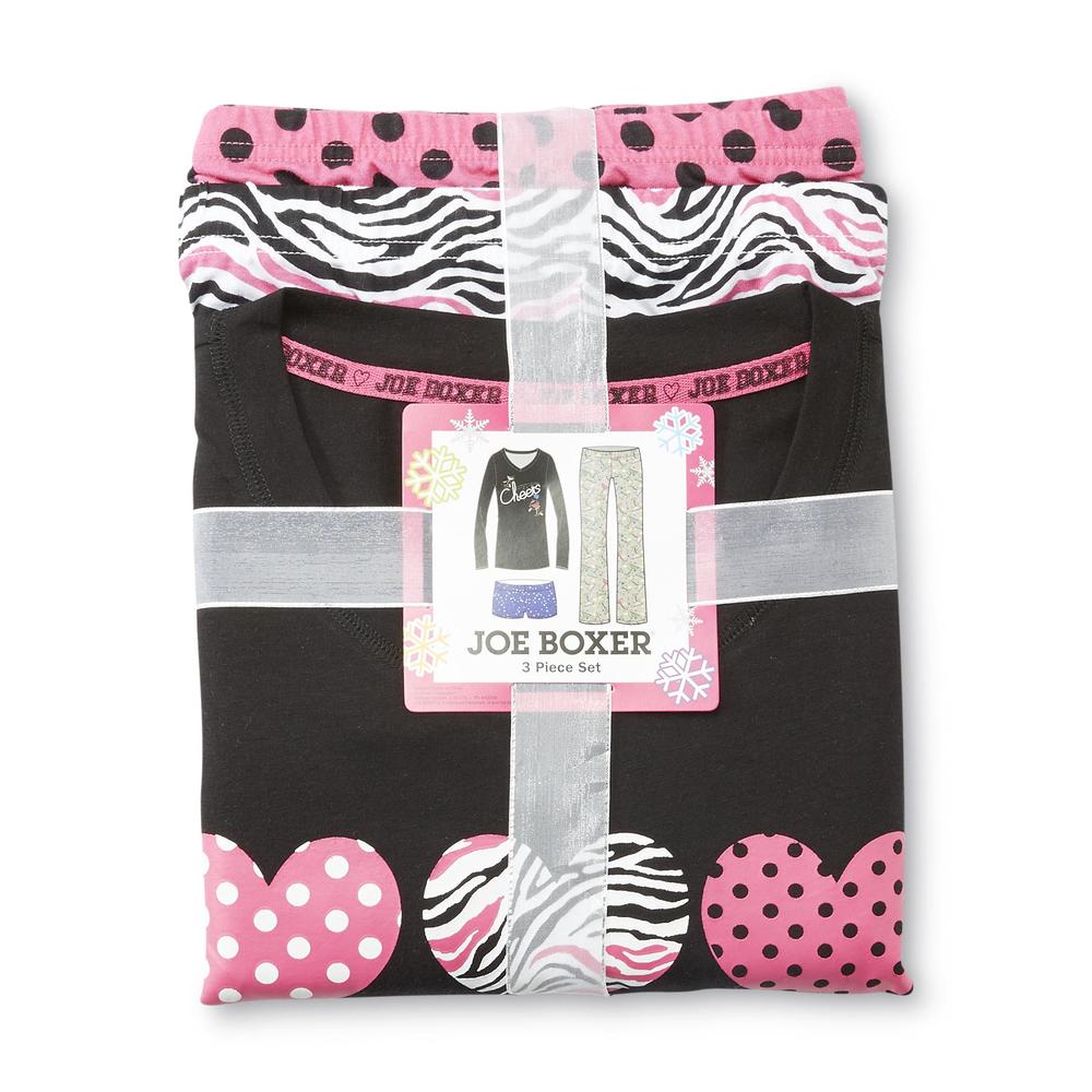 Joe Boxer Women's Pajama Shirt  Pants & Shorts - Hearts & Zebra Print