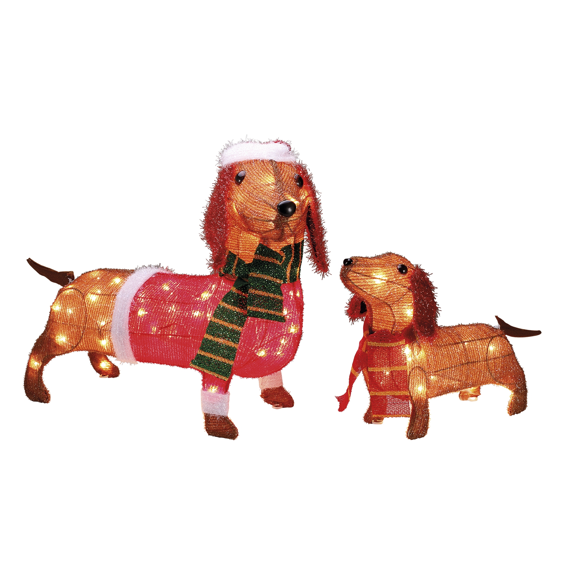 Set of 2 Light Up Wiener Dogs Outdoor Decoration Set