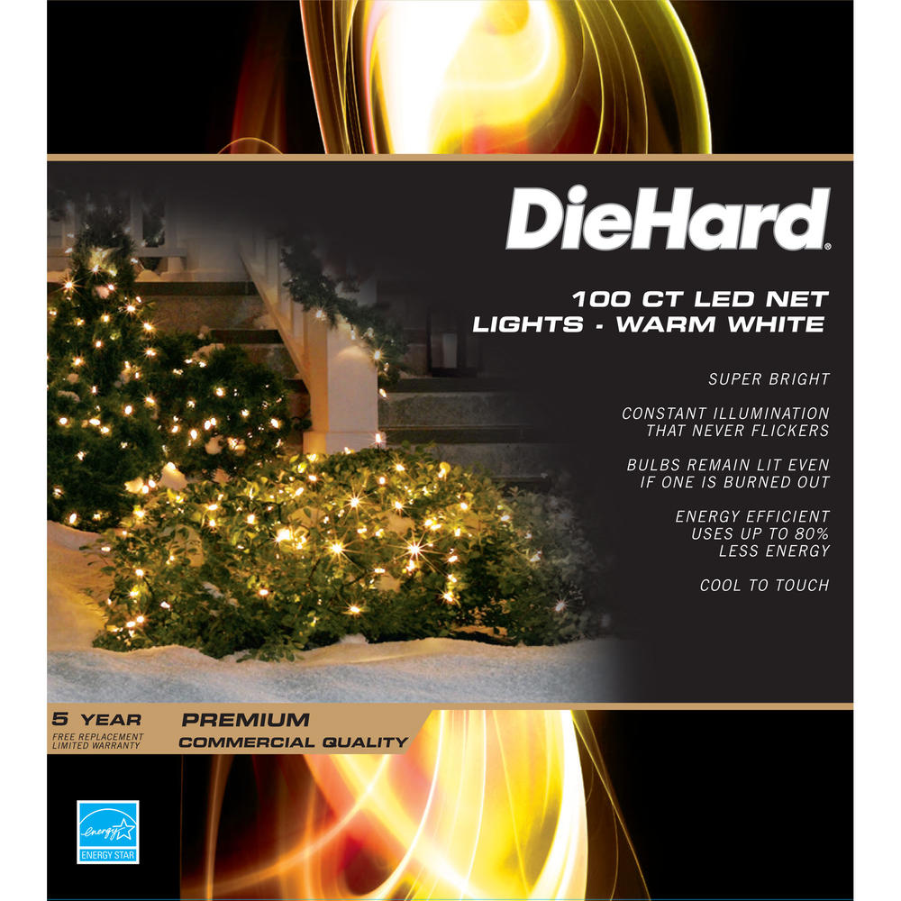 DieHard Christmas LED Net Lights - Warm White, 2 Pack 100 ct