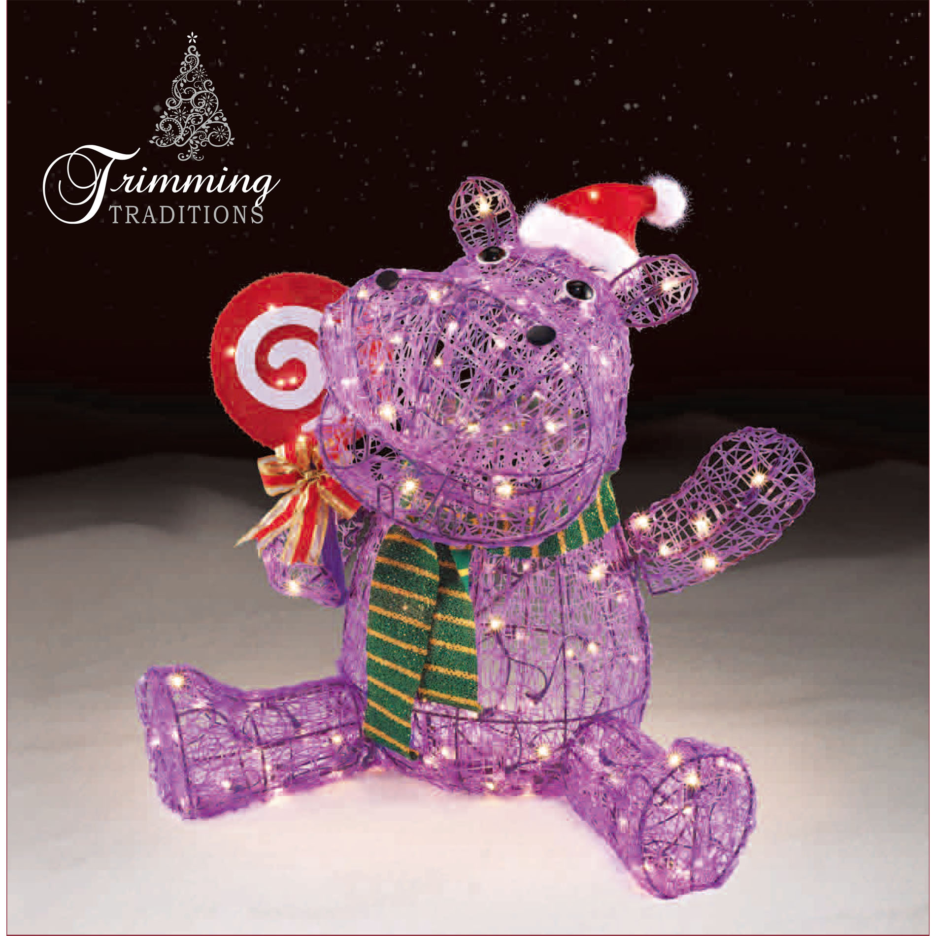 Trimming Traditions Outdoor Christmas Icy Hippo Decoration