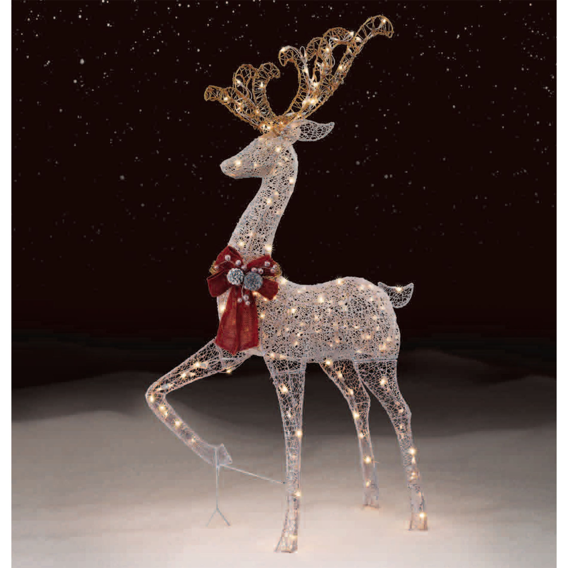 Trimming Traditions Outdoor 200-Light Silver Mesh Standing Deer Christmas Decoration