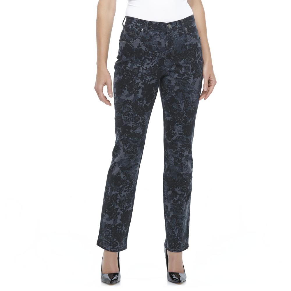 Basic Editions Women's Classic-Fit Printed Jeans - Floral
