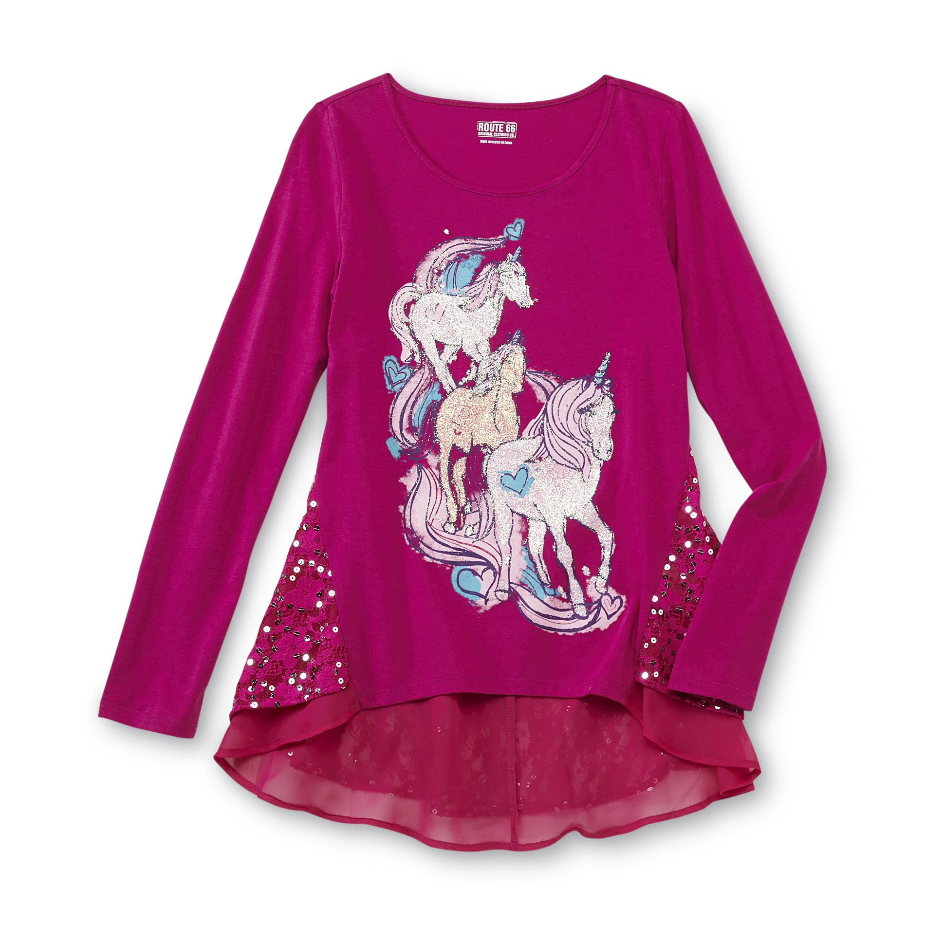 Route 66 Girl's Embellished Long-Sleeve Graphic Shirt - Unicorn