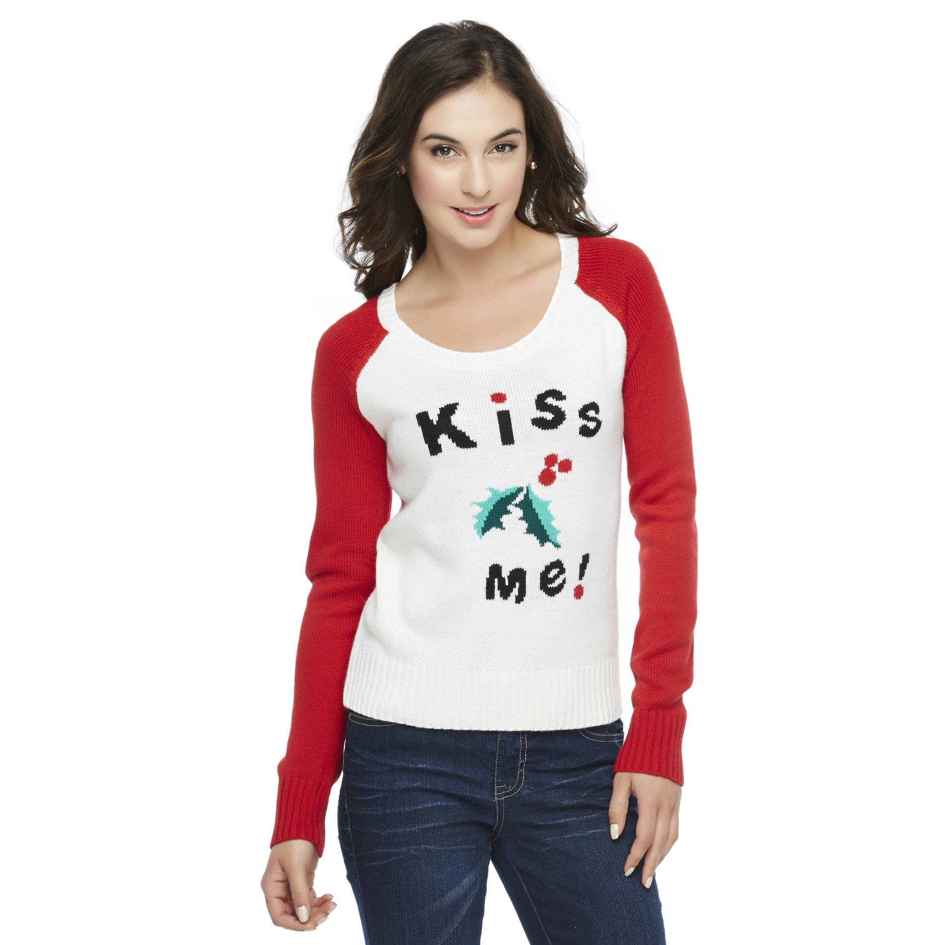 Route 66 Women's Scoop-Neck Christmas Sweater - Kiss Me