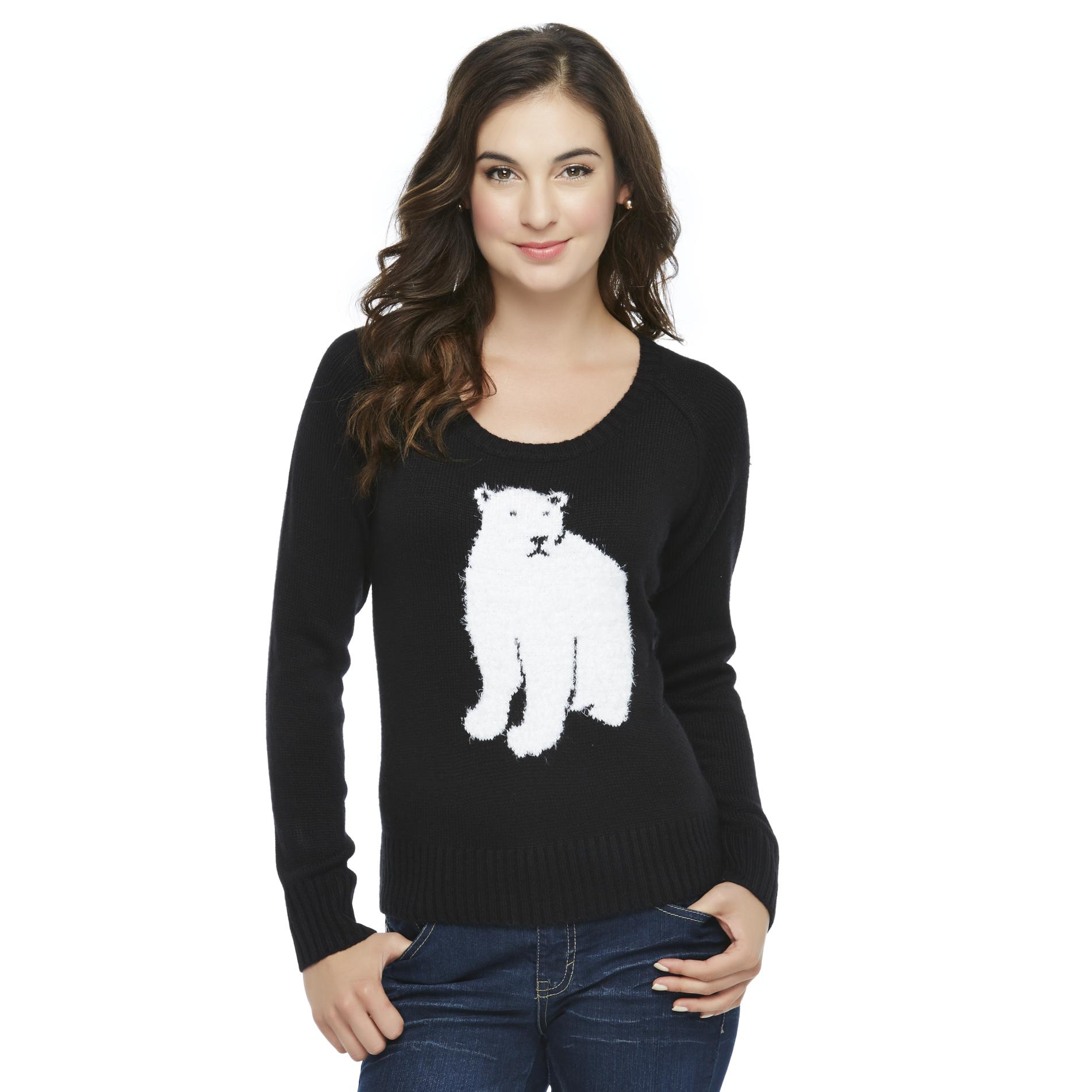 Route 66 Women's Scoop-Neck Holiday Sweater - Polar Bear