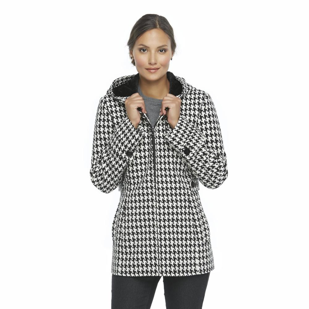 Covington Women's Hooded Jacket - Houndstooth Check