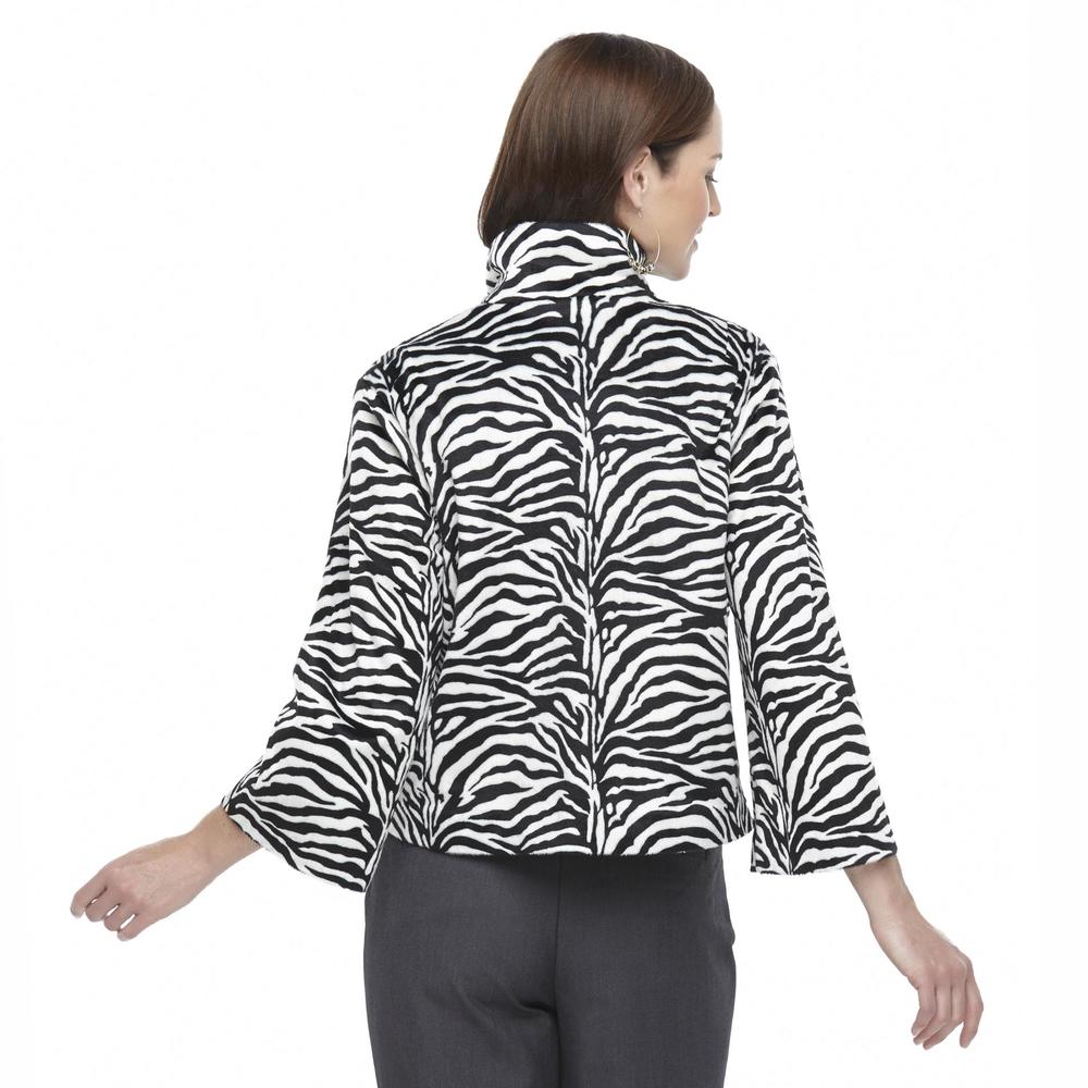 Jaclyn Smith Women's Open-Front Swing Jacket - Zebra Print
