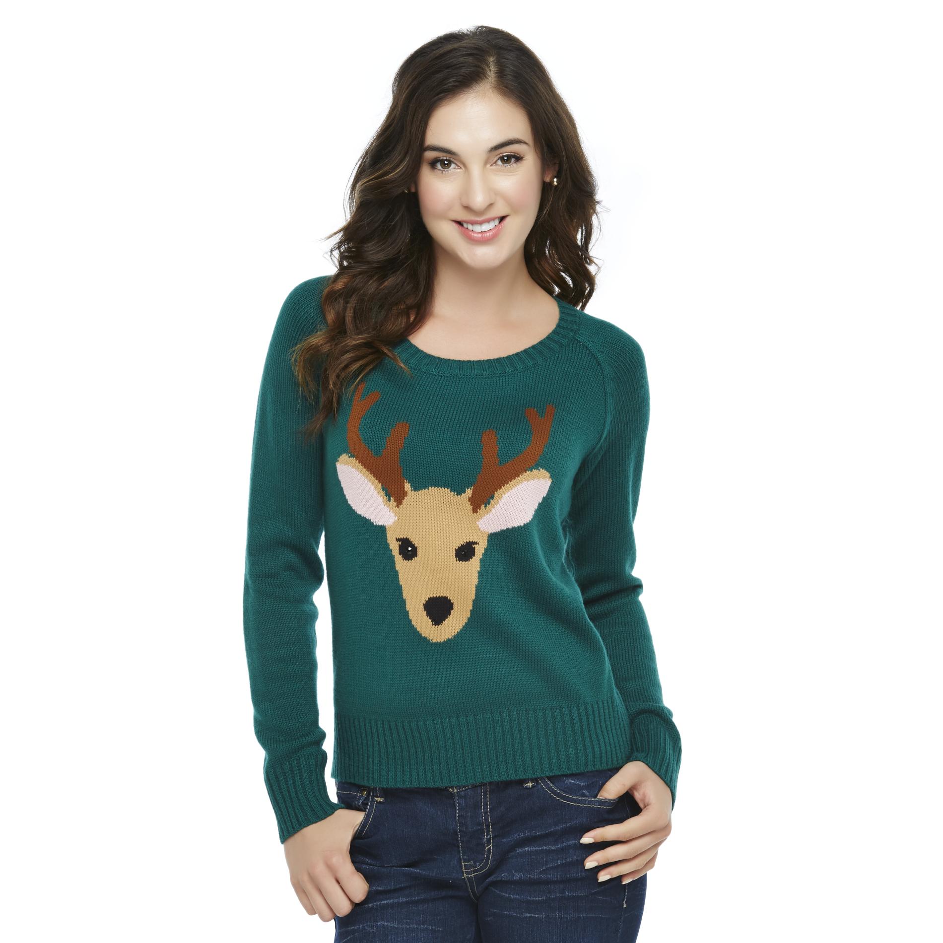 Route 66 Women's Scoop-Neck Christmas Sweater - Reindeer