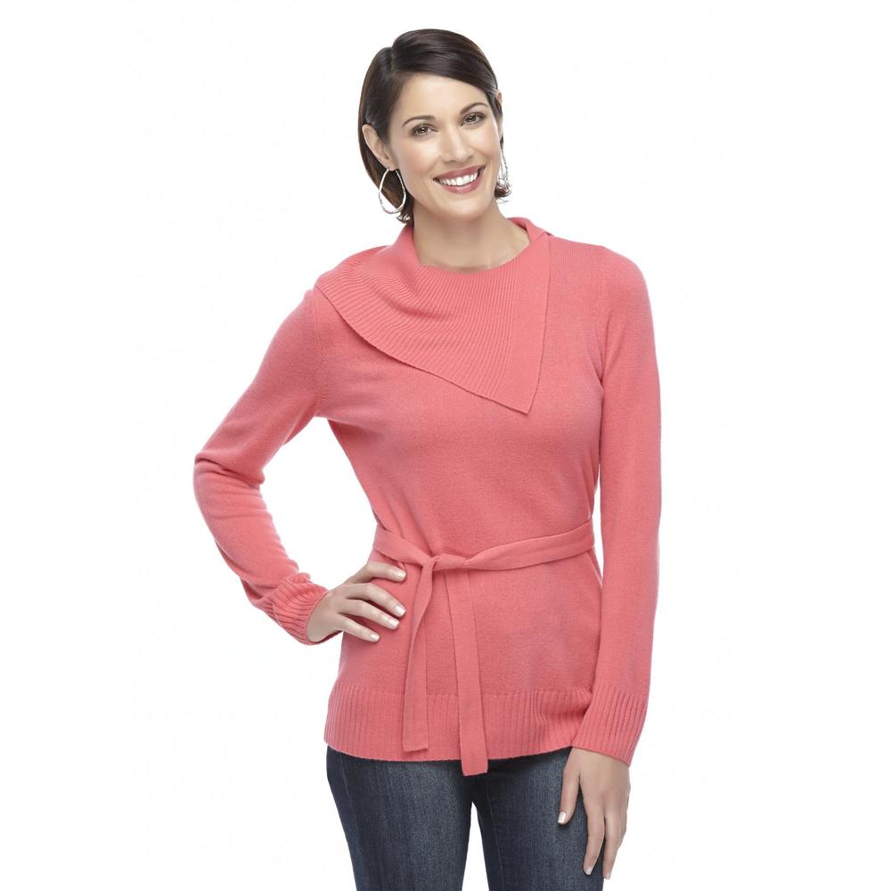 Jaclyn Smith Women's Belted Cowl Neck Sweater