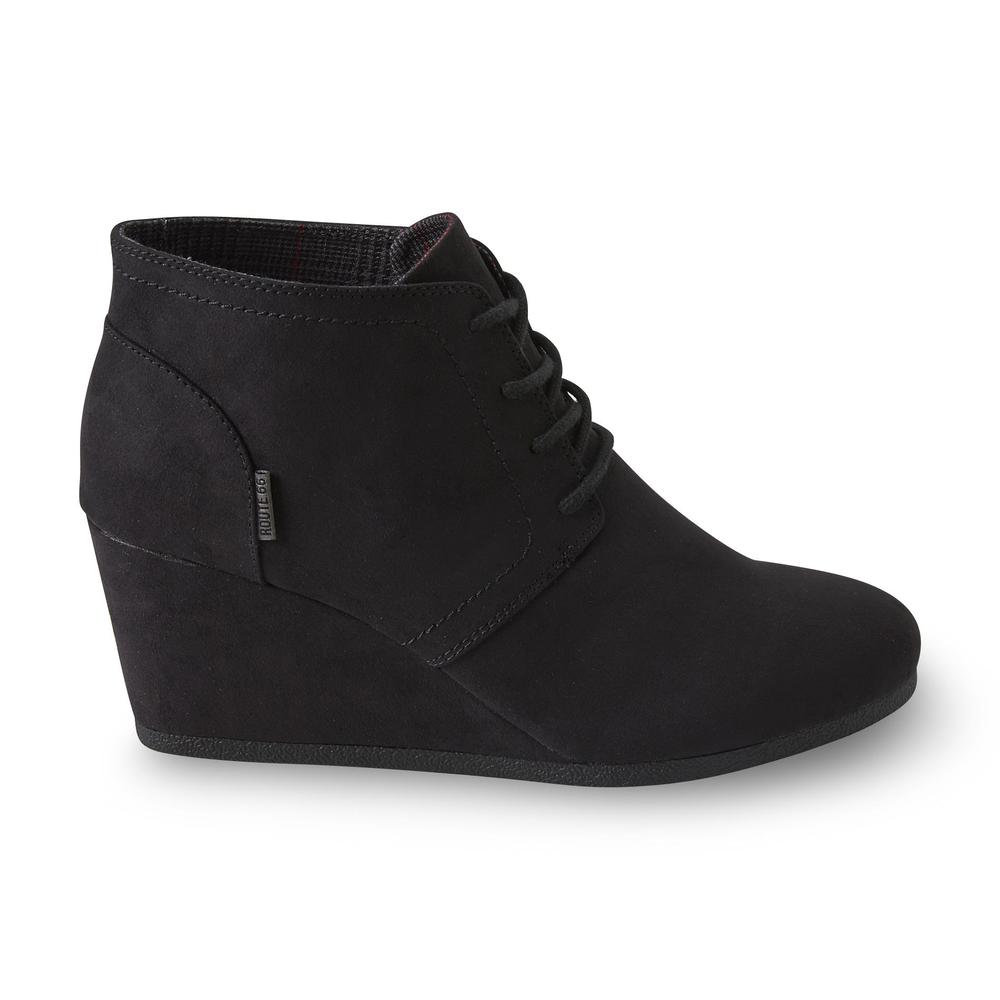 Route 66 Women's Emerson 2.5" Black Microsuede Wedge Bootie