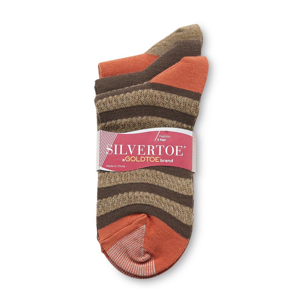 Silvertoe Women's 3-Pairs Trouser Socks - Striped & Solid