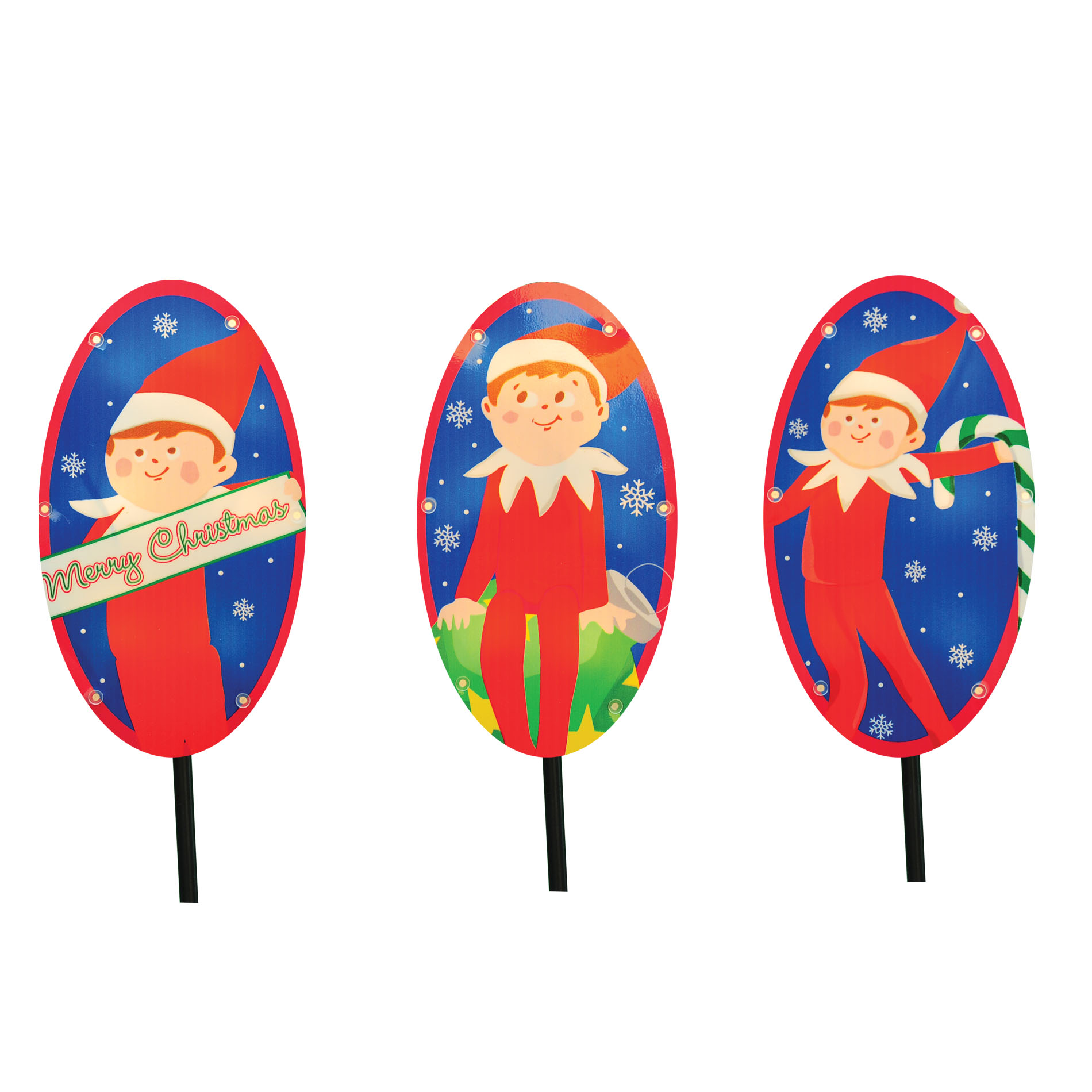 The Elf on the Shelf Christmas Outdoor Decorations 2D 3 Pk Oval Pathway Markers, 25 Lights, 8 in.