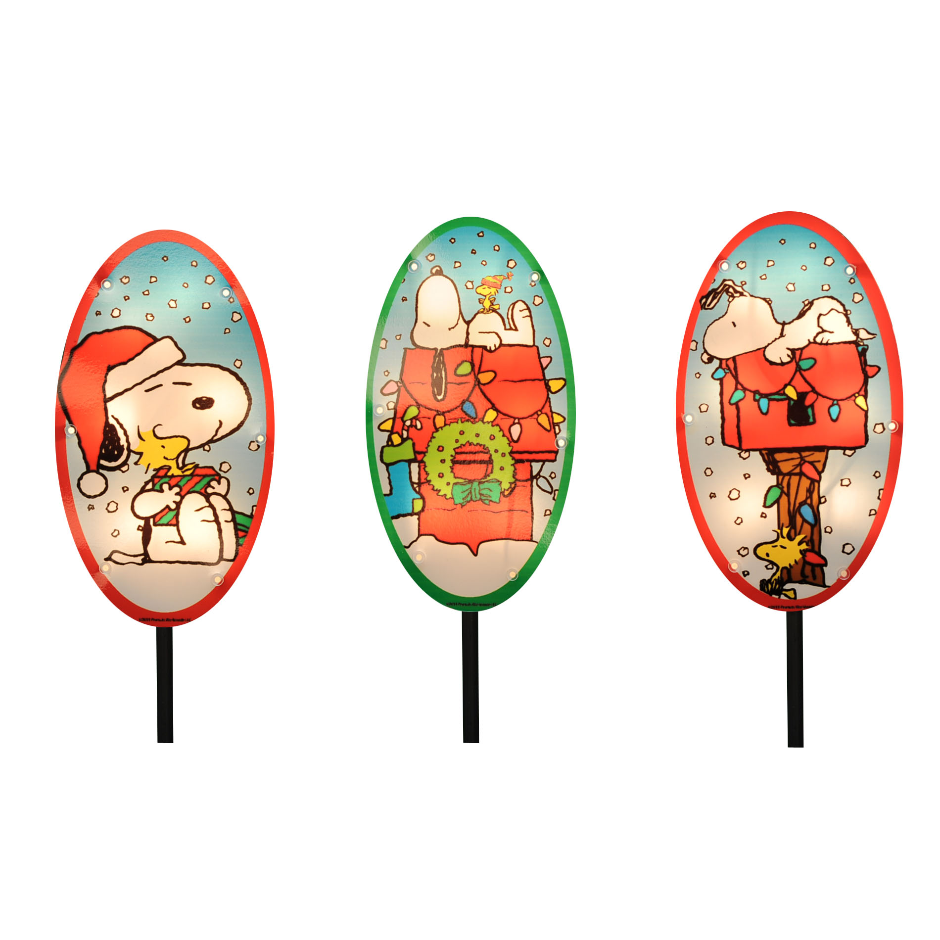 Peanuts By Schulz Christmas Outdoor Decorations 2D 3Pk Oval Pathway Markers, 25 Lights, 8 in.