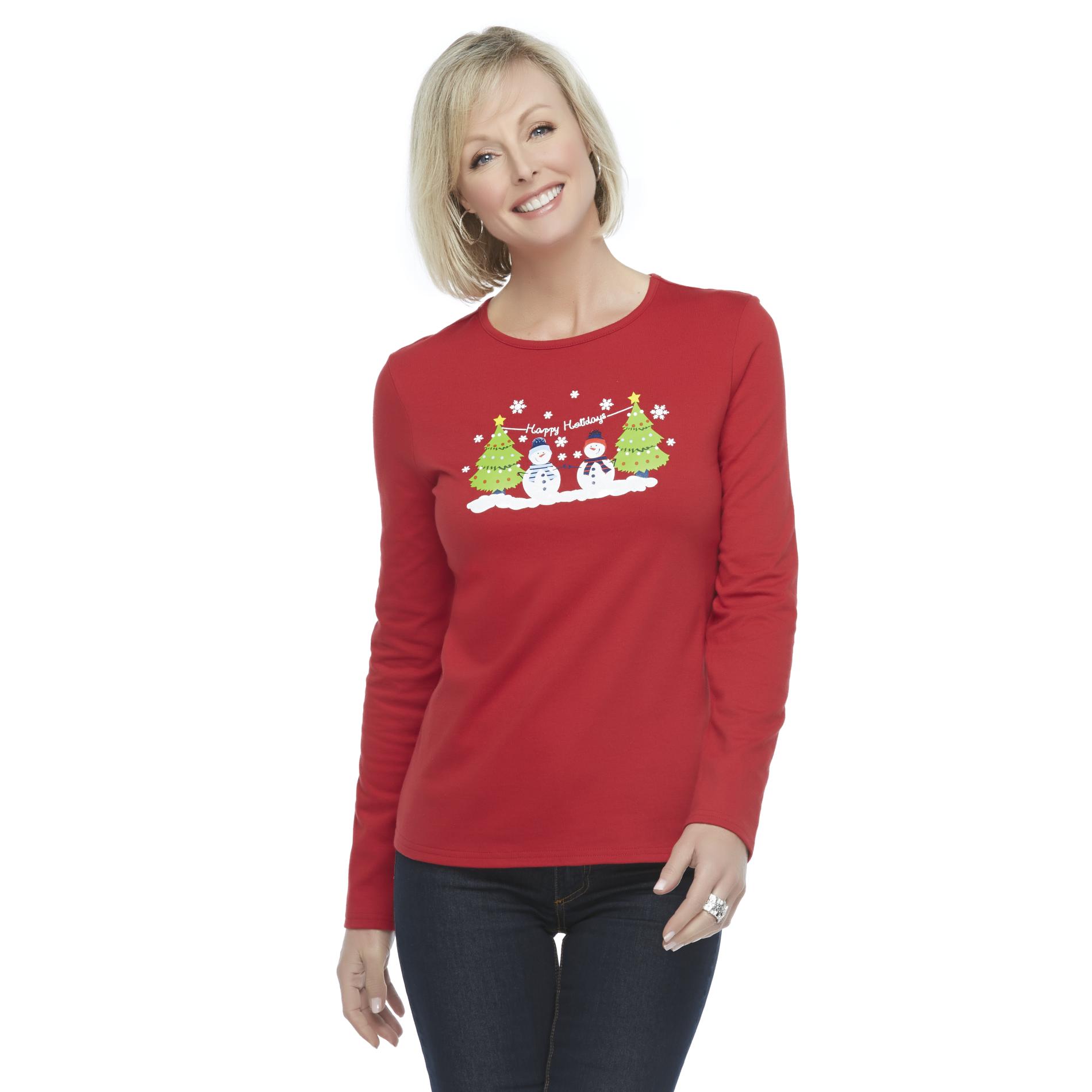 Holiday Editions Women's Graphic Top - Snowmen