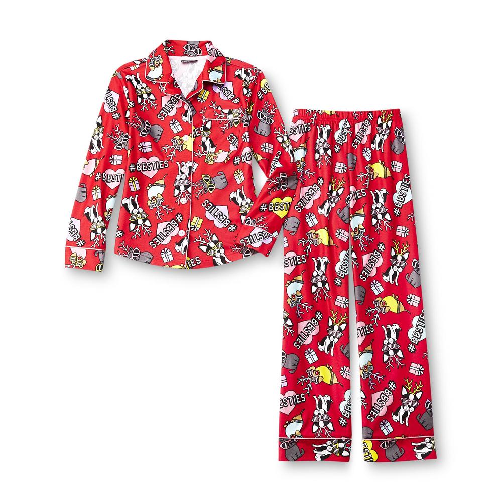 Joe Boxer Girl's Pajama Top & Pants - Cartoon Cats & Dogs