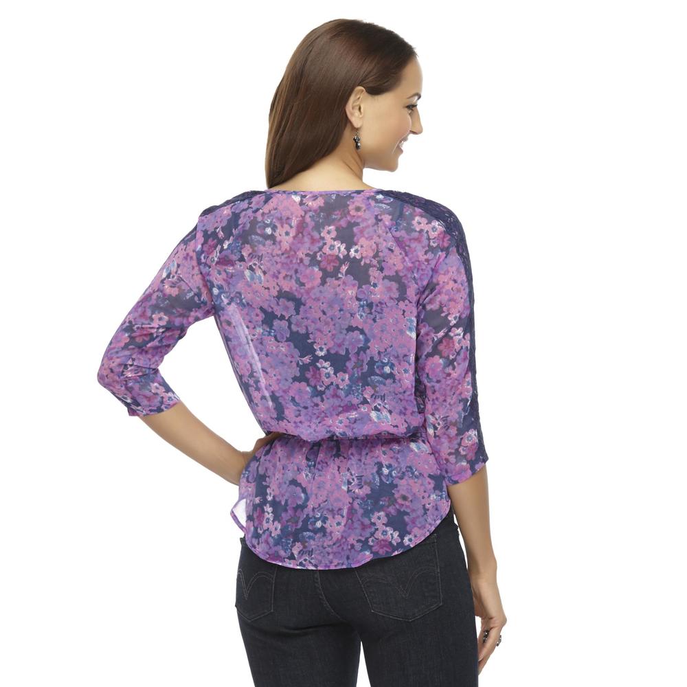 Route 66 Women's Pintucked Peplum Top - Floral
