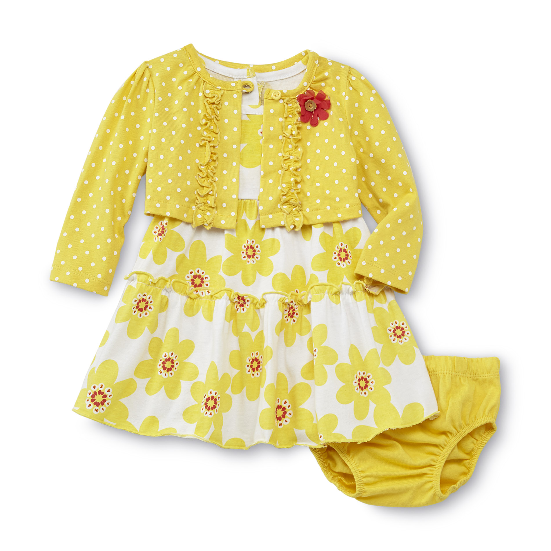 WATCH ME GROW Newborn Girl's Dress  Shrug & Diaper Cover - Floral