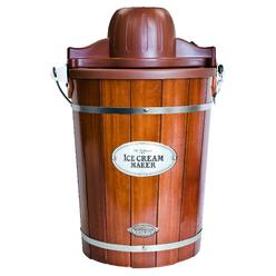 Nostalgia Electrics Nostalgia Electric Wood Bucket Maker with Easy-Carry Handle, Makes 6-Quarts of Ice Cream, Frozen Yogurt or Gelato in Minutes, Ma