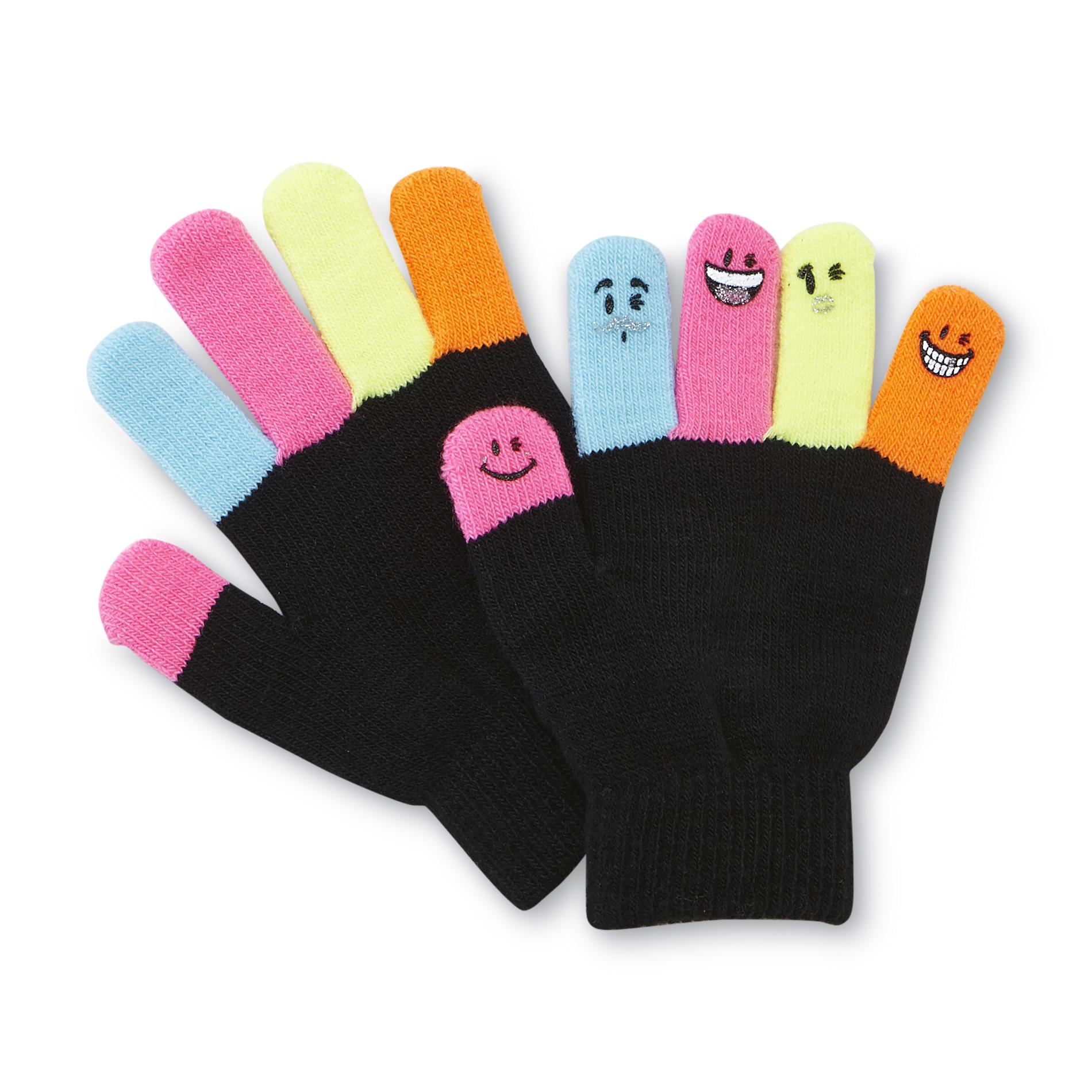 Joe Boxer Junior's Graphic Stretch Gloves - Funny Faces