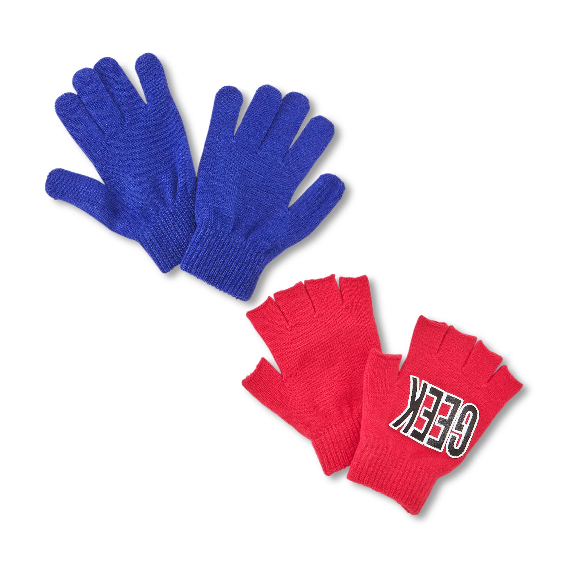 Joe Boxer Junior's 2-Pairs Stretch Knit Gloves - Geek