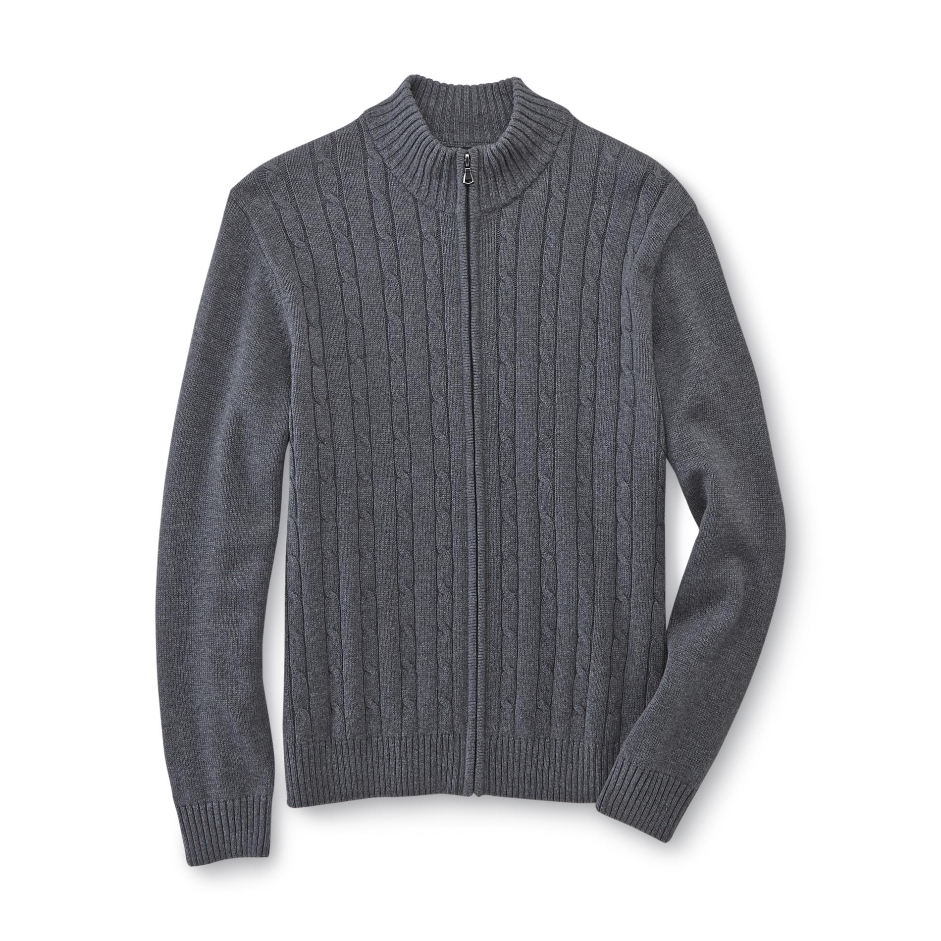 David Taylor Collection Men's Zip-Up Cable Knit Sweater