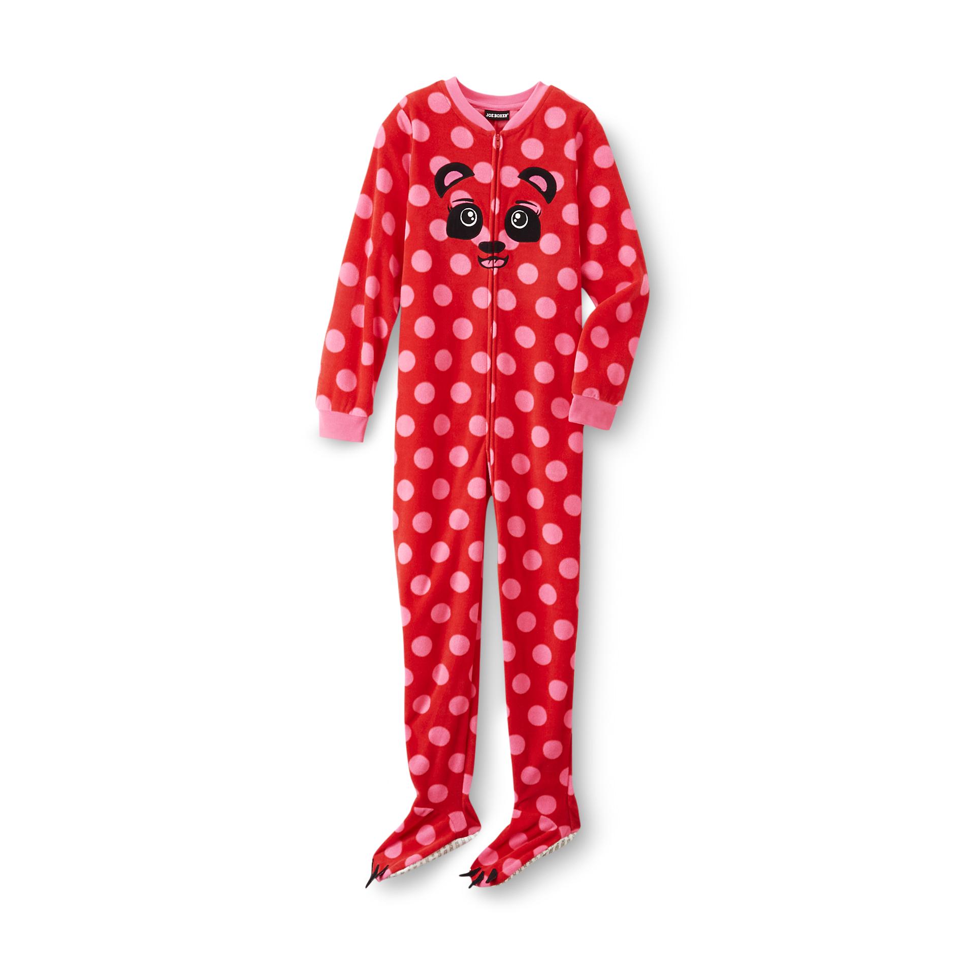 Joe Boxer Girl's Fleece Footed Pajamas - Panda