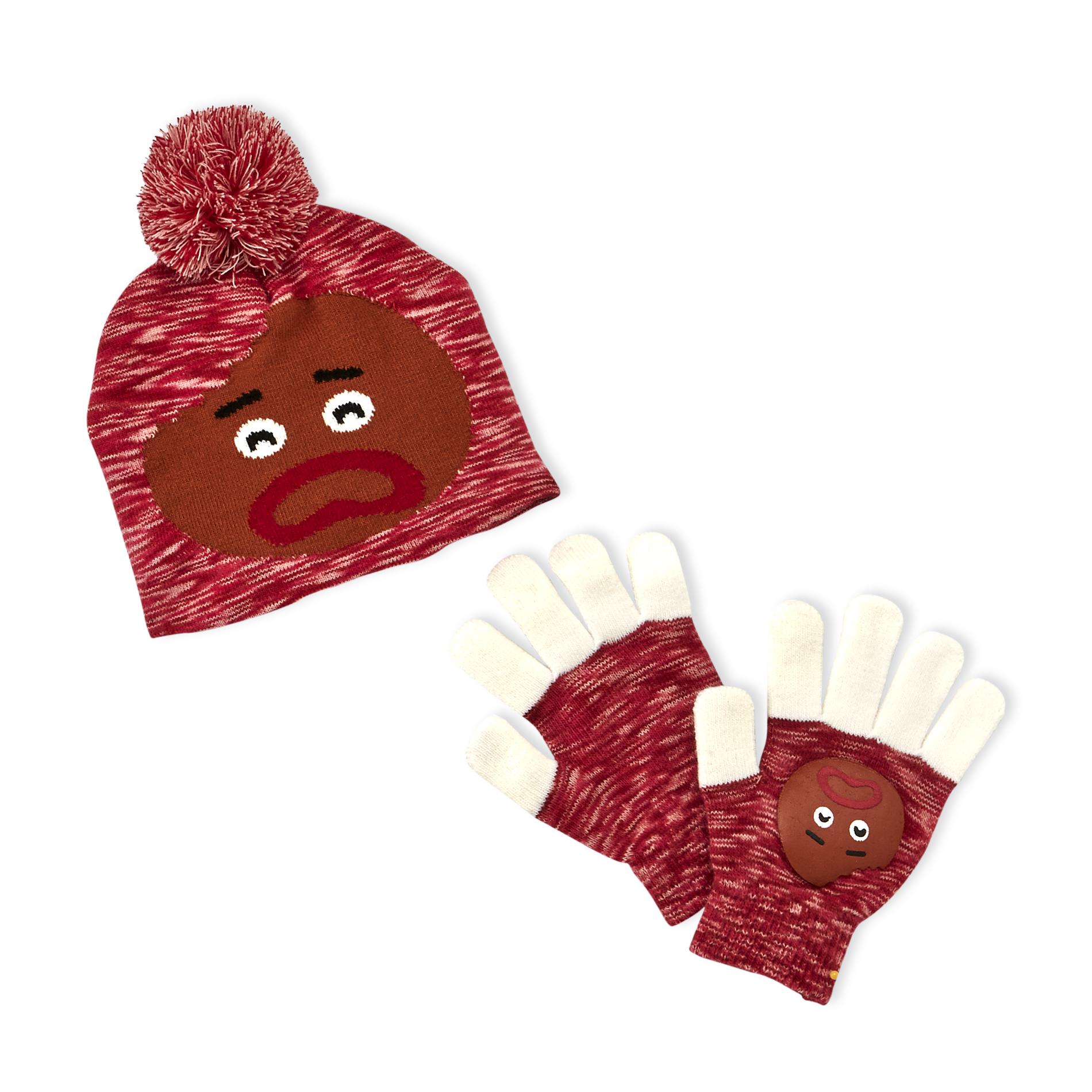 Joe Boxer Junior's Winter Hat & Gloves - Gingerbread Man