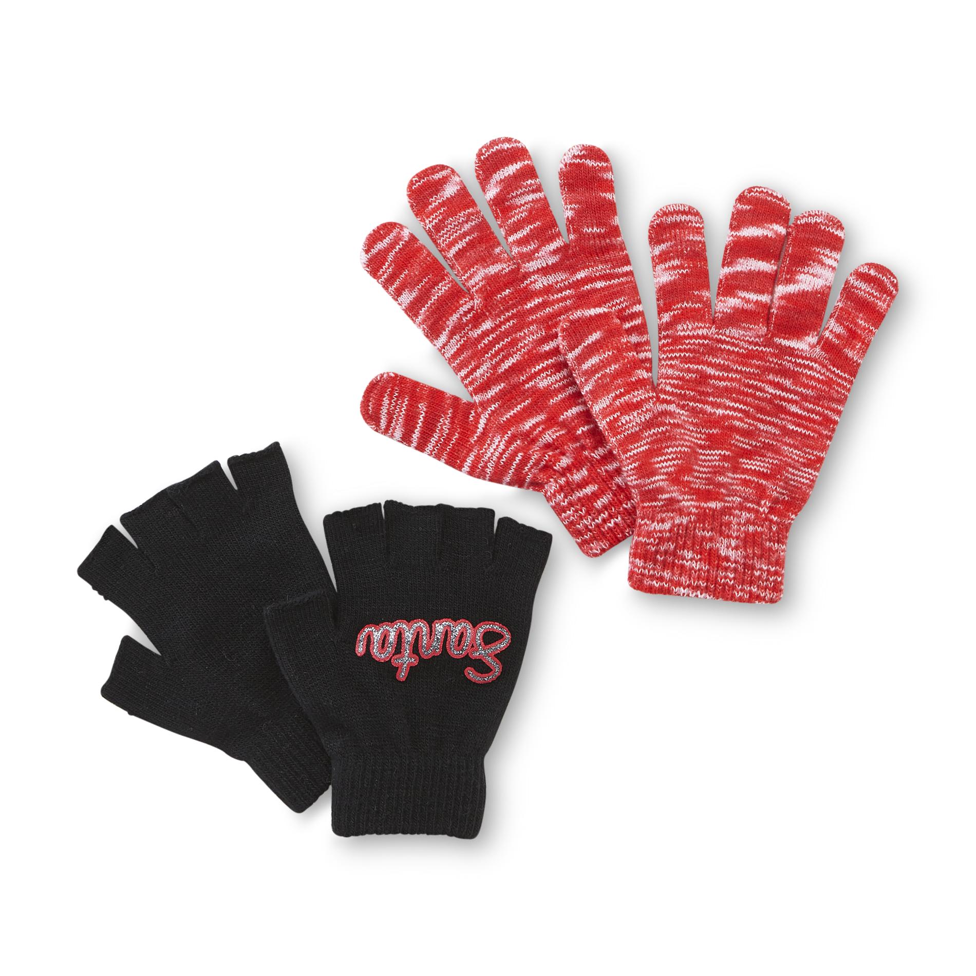 Joe Boxer Junior's 2-Pairs Holiday Stretch-Knit Gloves - Santa Baby