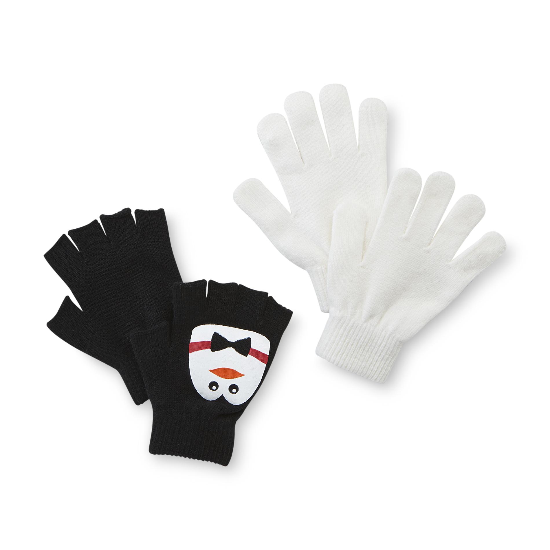 Joe Boxer Junior's 2-Pairs Stretch-Knit Gloves - Penguin