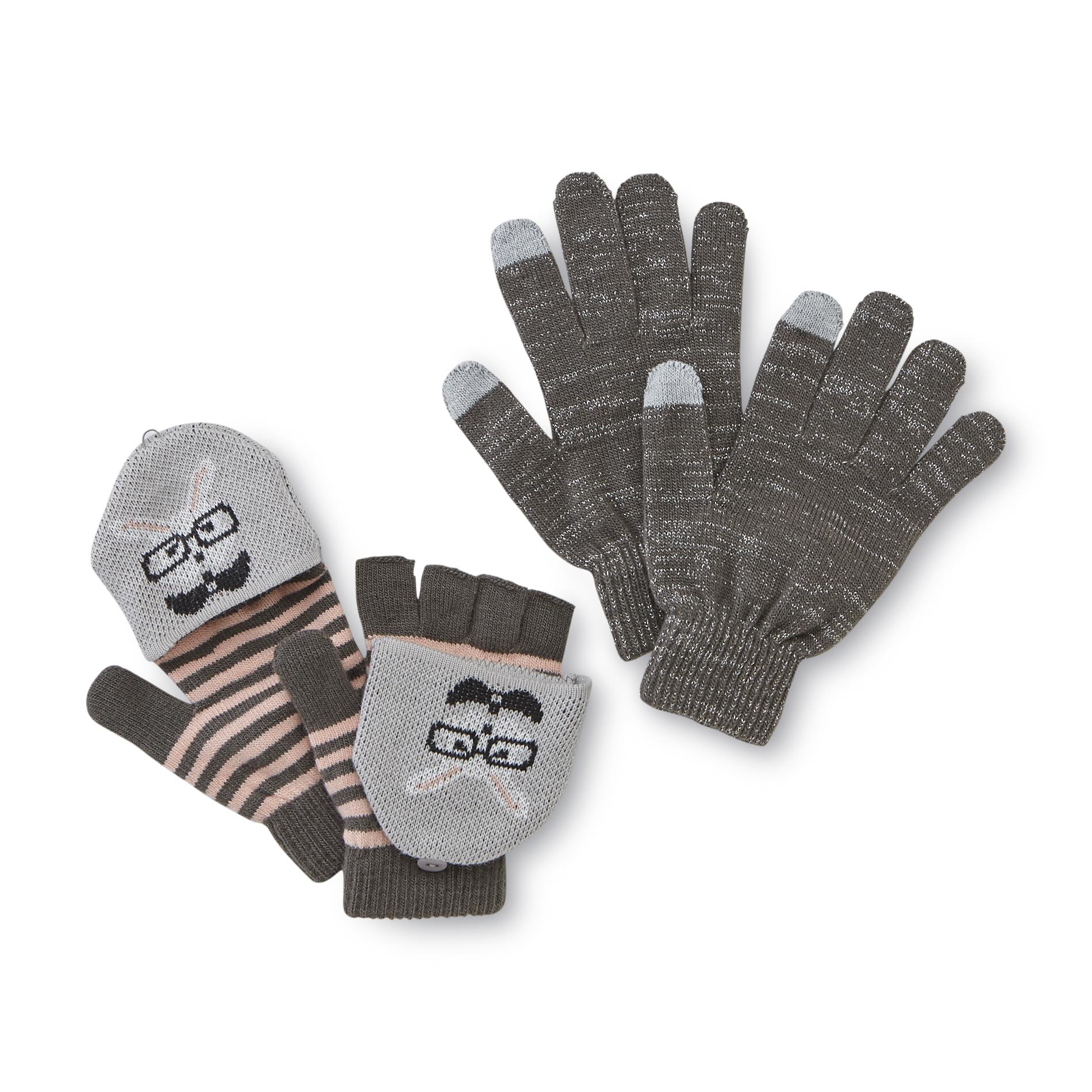 Joe Boxer Junior's 2-Pairs Stretch Knit Texting Gloves - Bunny