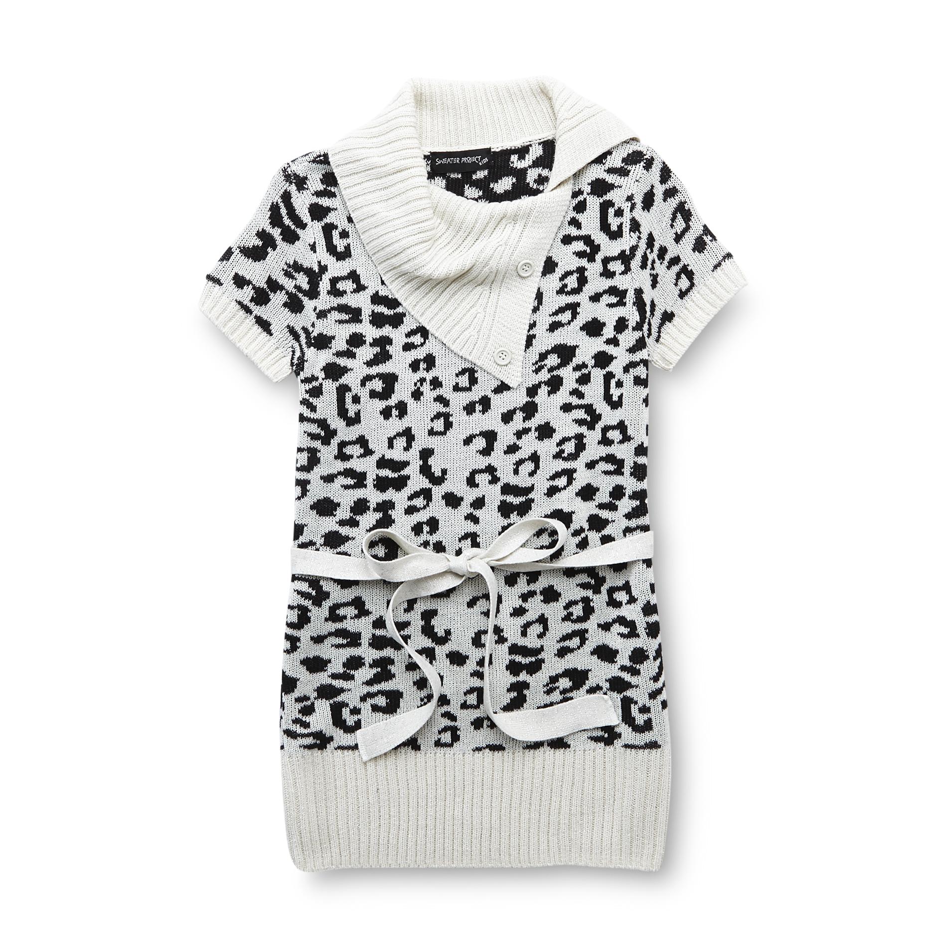 Sweater Project Girl's Belted Tunic Sweater - Leopard-Print
