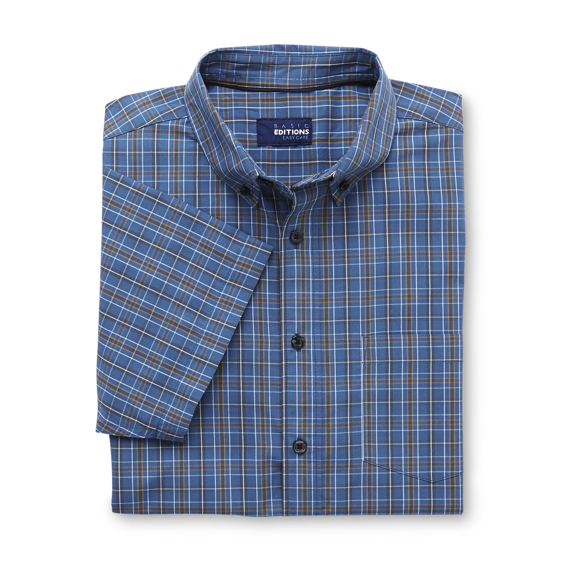 Basic Editions Men's Short-Sleeve Button-Front Shirt - Plaid