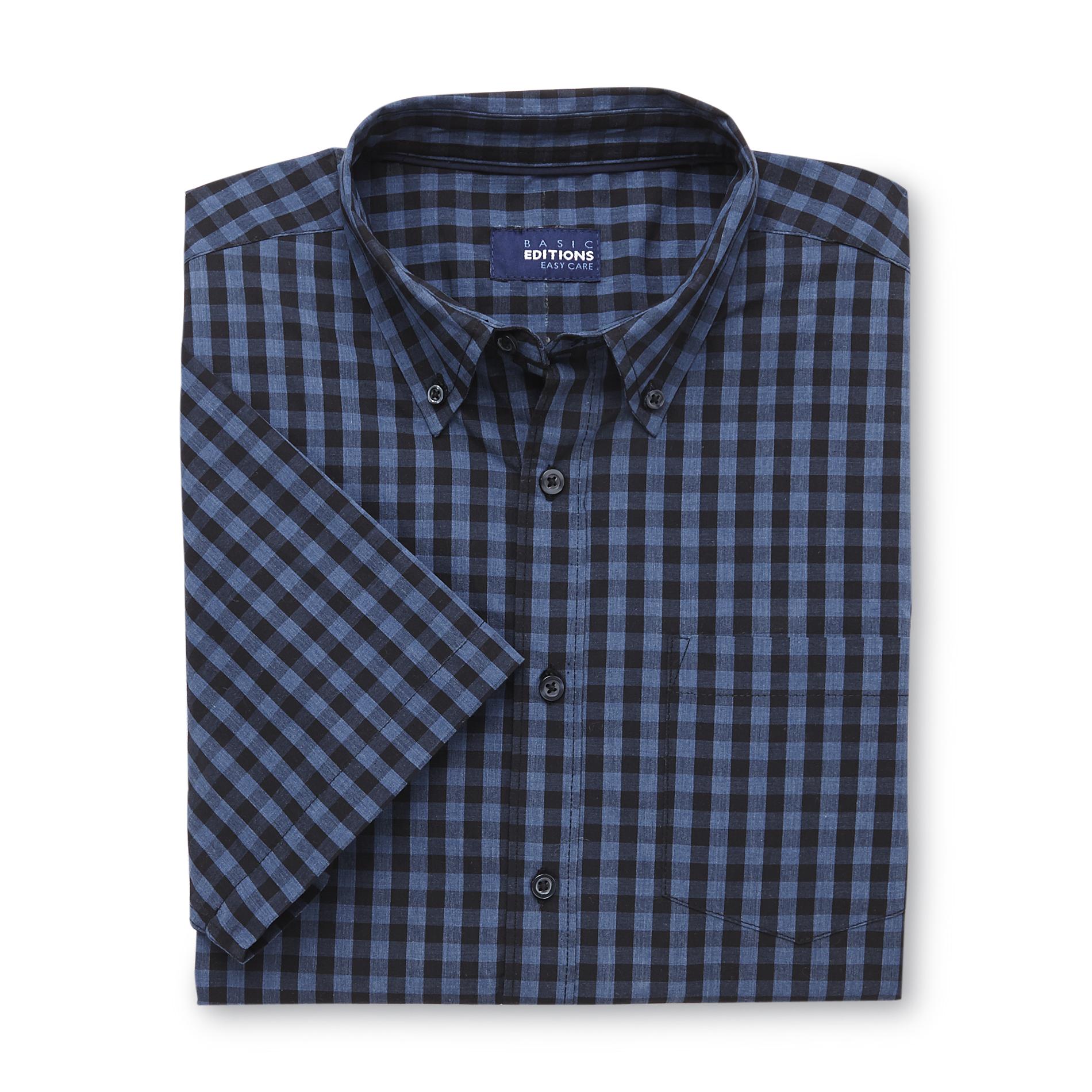 Basic Editions Men's Short-Sleeve Button-Front Shirt - Gingham