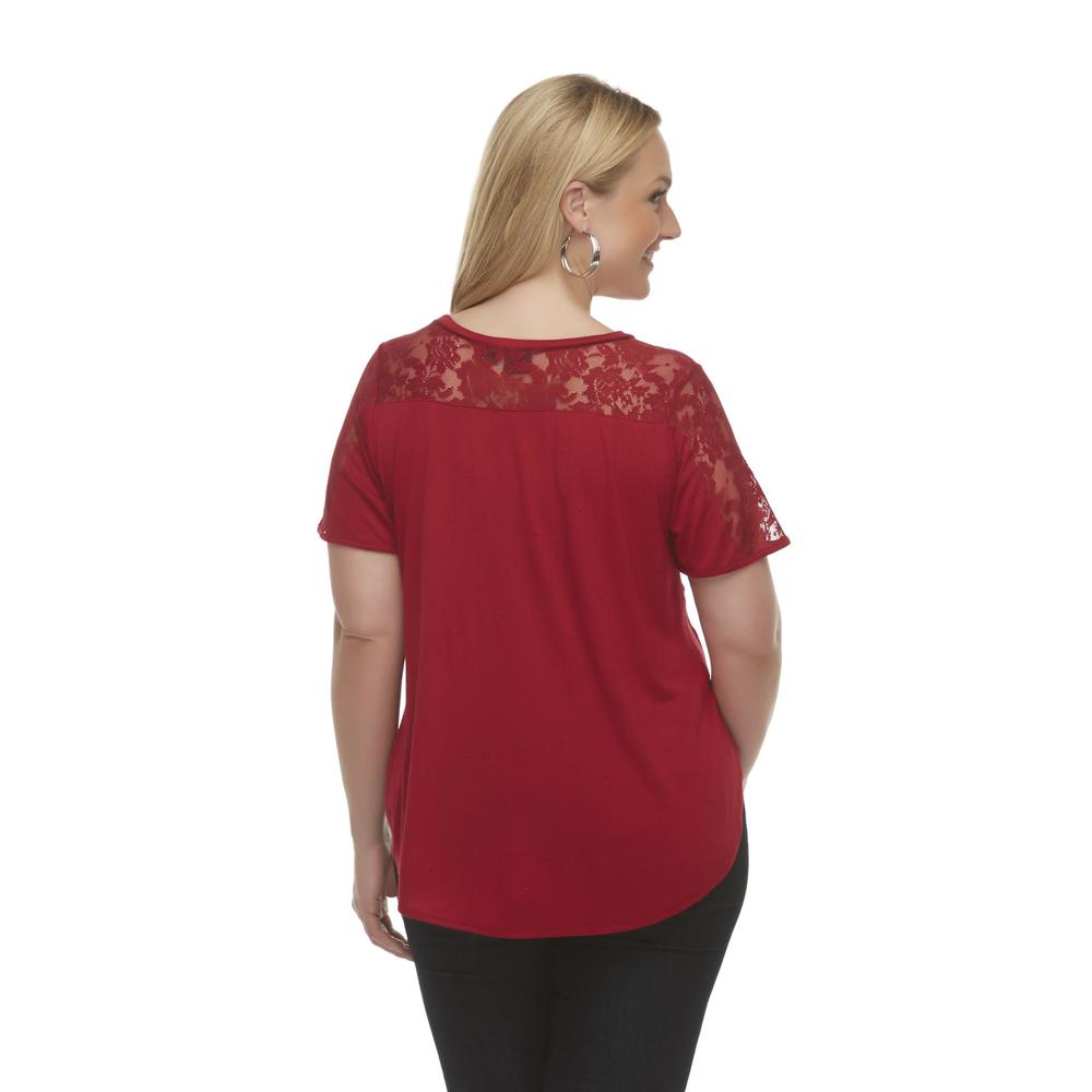 Beverly Drive Women's Plus Graphic T-Shirt - Butterfly & Lace
