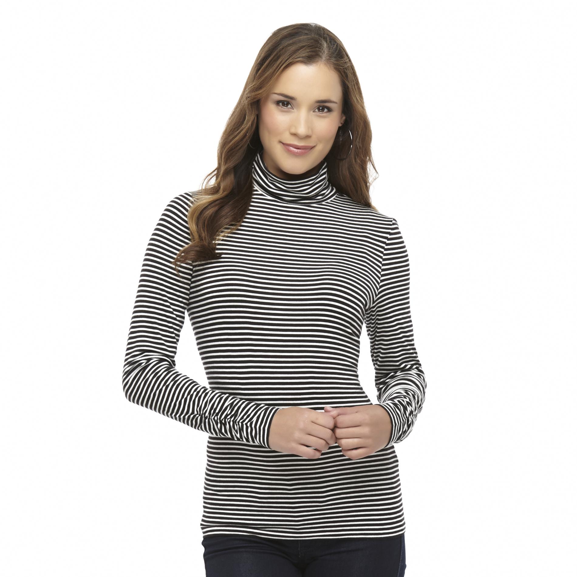 Attention Women's Ruched Turtleneck - Striped