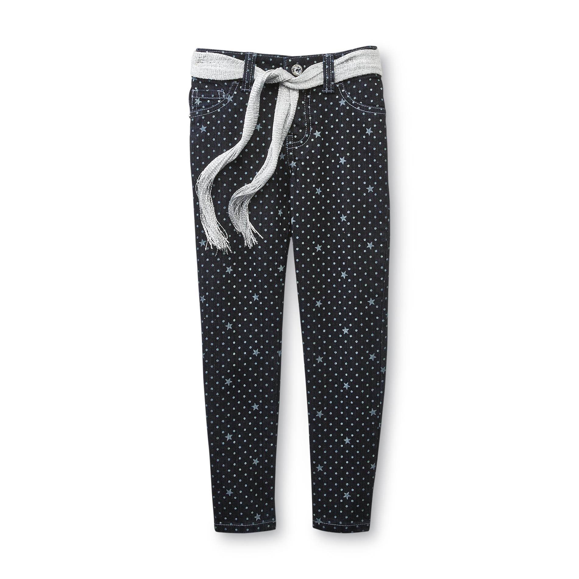 Route 66 Girl's Printed Jeans & Belt - Dots & Stars