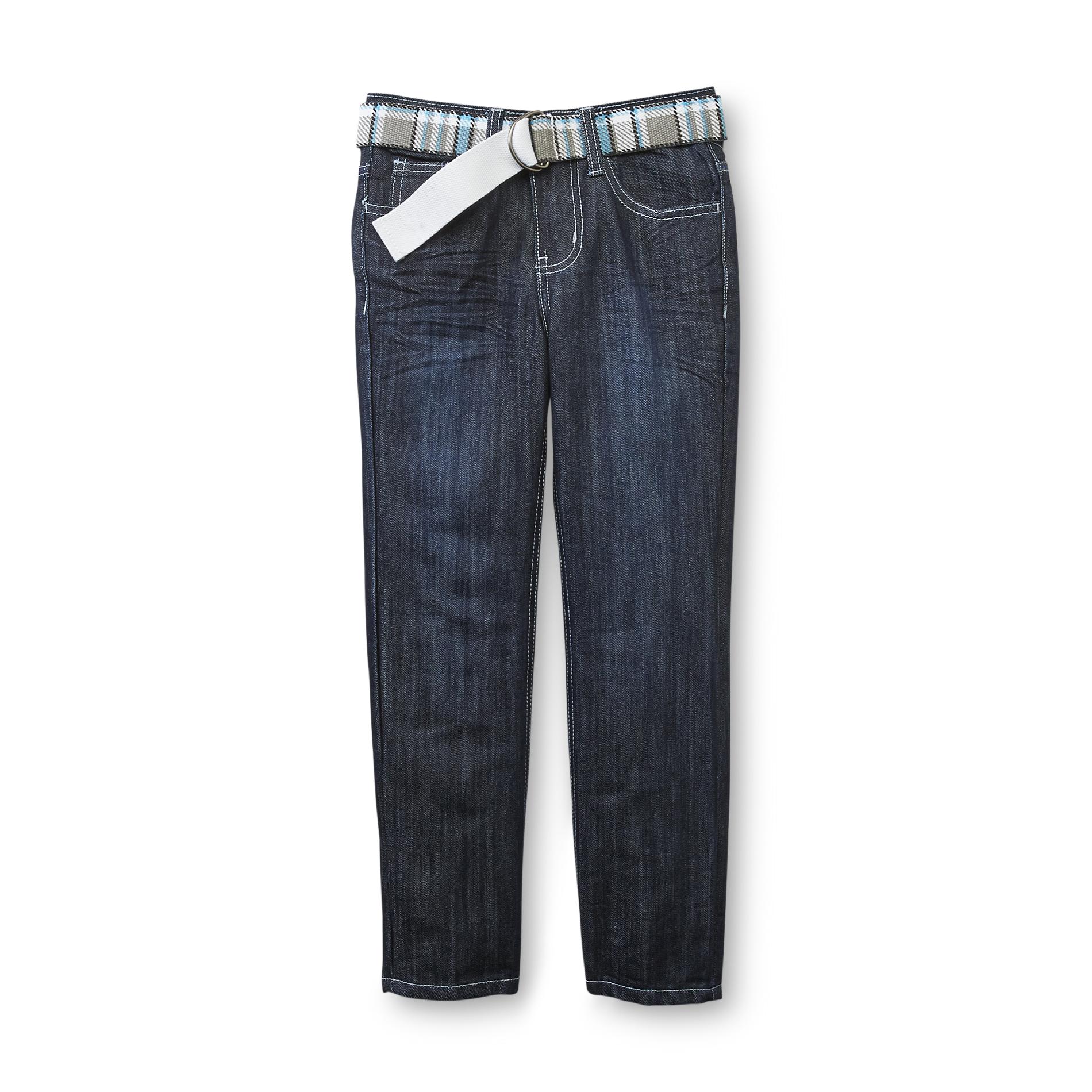 Mongoose Girl's Straight Fit Jeans & Belt - Diamond Print