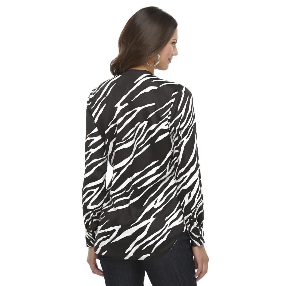 Sofia Vergara Women's Chiffon Popover Blouse - Zebra Print