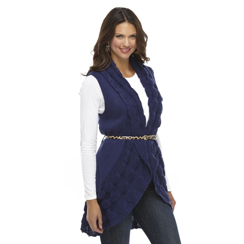 Canyon River Blues Women's Belted Sweater Vest - Leopard