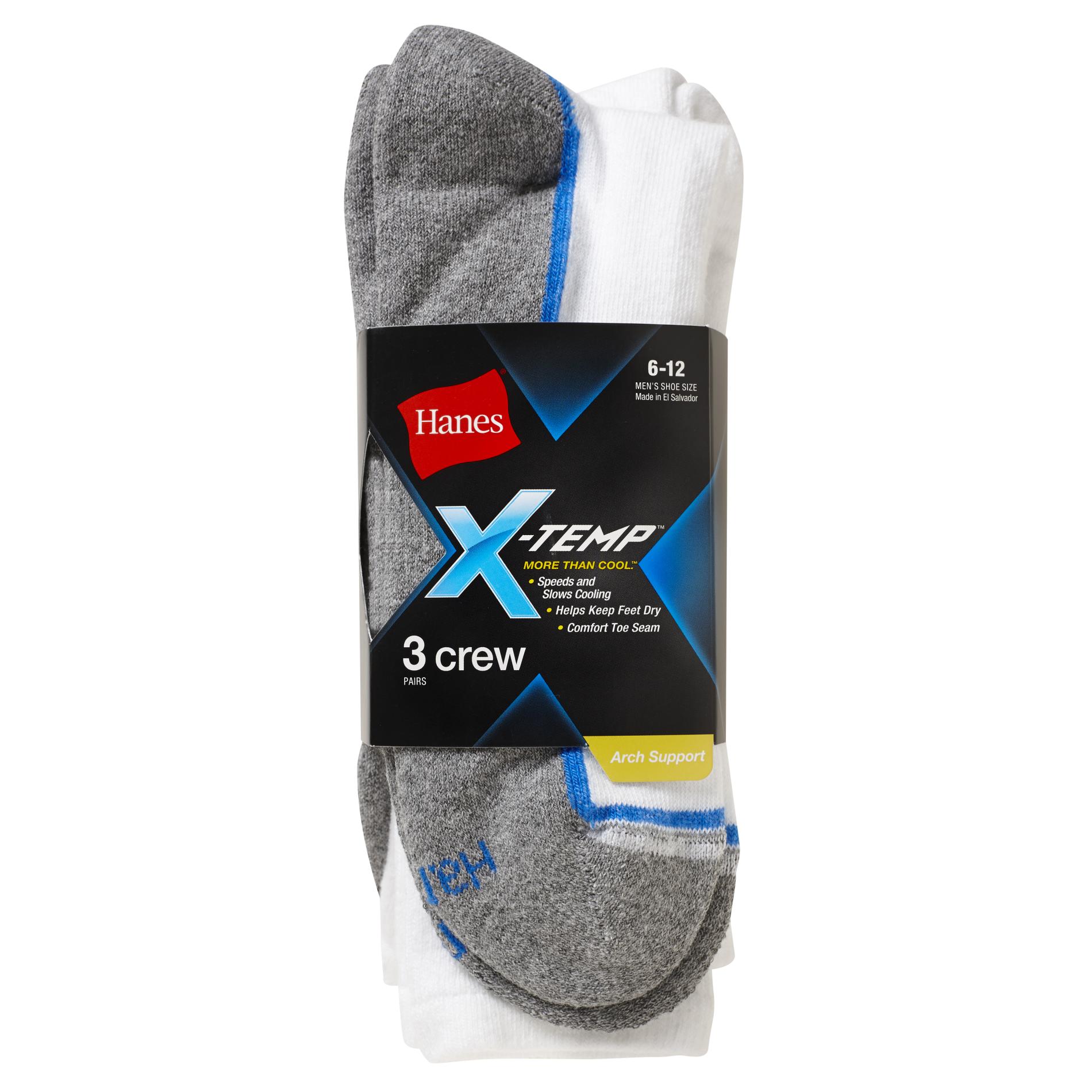 Hanes Men's 3-Pairs X-Temp Crew Socks - Colorblock